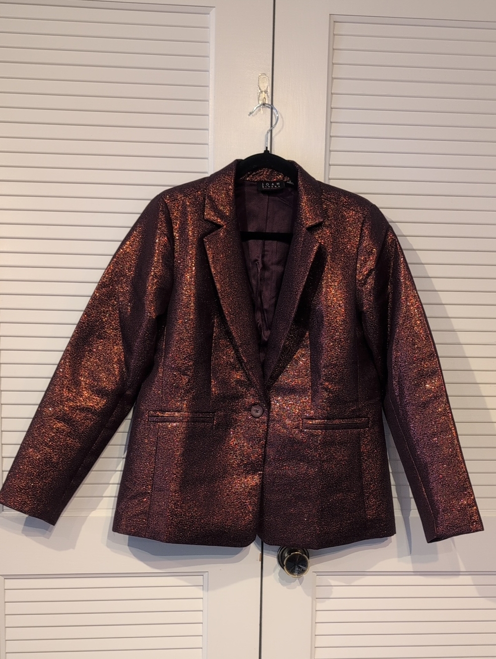 Joan Rivers Red Carpet Shimmery Metallic Plum-Red Blazer Size S